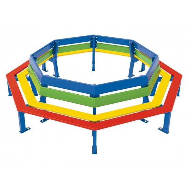 Banc tour d'arbre multicolore aire de jeux pour enfant Ovalequip
