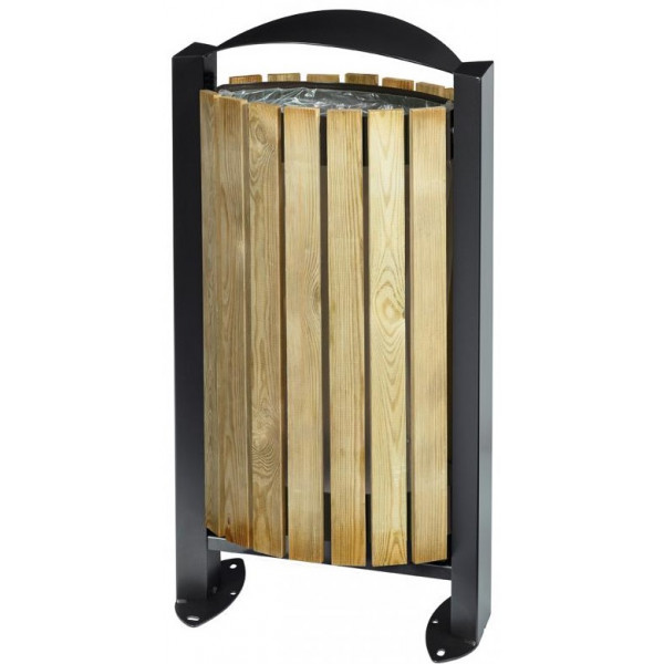 corbeille arkéa bois/métal 60 litres mobilier urbain corbeilles ovalequip