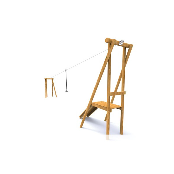 Tyrolienne bois 15 m aire de jeux pour enfant Ovalequip