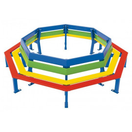 Banc tour d'arbre multicolore aire de jeux pour enfant Ovalequip