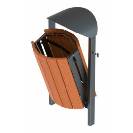 Version bois/métal corbeille Silaos mobilier urbain corbeilles ovalequip