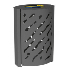 Vue principale corbeille Venise tri sélectif 2 x 60 litres mobilier urbain corbeilles ovalequip