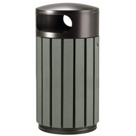 Couvercle gris manganèse corbeille zéno recyclée 40 litres mobilier urbain corbeilles ovalequip