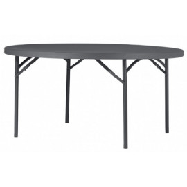 Existe en Ø 120 cm - 150 cm - 160 cm - 180 cm Tables rondes poly'light grey matériels de festivités proposé par ovalequip